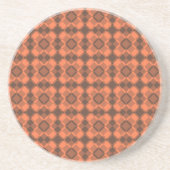 Coral Brown Checker Argyle Pattern コースター (正面)
