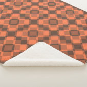 Coral Brown Checker Argyle Pattern シェルパブランケット (3/4)