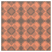 Coral Brown Checker Argyle Pattern ファブリック (クローズアップ)