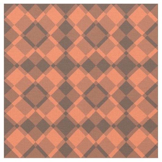Coral Brown Checker Argyle Pattern ファブリック (クローズアップ)