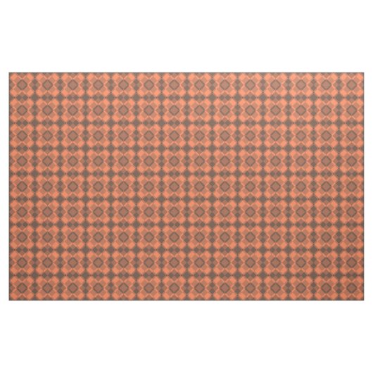 Coral Brown Checker Argyle Pattern ファブリック (ファットクウォーター)
