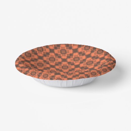 Coral Brown Checker Argyle Pattern ペーパーボウル (傾斜あり)