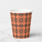 Coral Brown Checker Argyle Pattern 紙コップ (裏面)