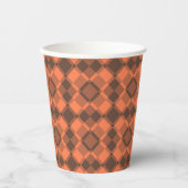 Coral Brown Checker Argyle Pattern 紙コップ (正面)