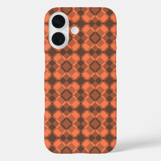 Coral Brown Checker Argyle Pattern Case-Mate iPhoneケース (裏面)