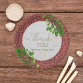 Coral Brown Leopard Print Thank You ペーパープレート