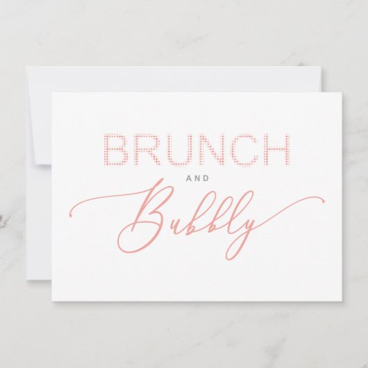 Coral Brunch  Bubbly Bridal Shower Typography (正面)