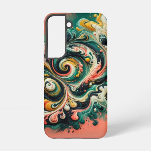 Coral Cascade Swirl | 抽象的な流動アート Samsung Galaxyケース (裏面)