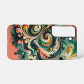 Coral Cascade Swirl | 抽象的な流動アート Samsung Galaxyケース (裏面横)