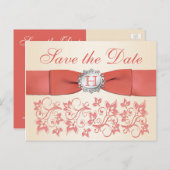 Coral, Champagneフローラ日付ポストカードを保存 案内ポストカード (正面/裏面)