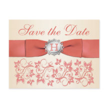 Coral, Champagneフローラ日付ポストカードを保存