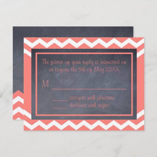 Coral Chevron RSVPカード (正面/裏面)
