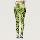 Coral Circles Tropical Green Leggings レギンス (正面)