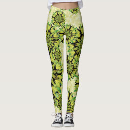 Coral Circles Tropical Green Leggings レギンス