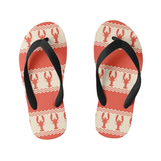 Coral Coastal Lobster Stripes キッズビーチサンダル (フットベッド)