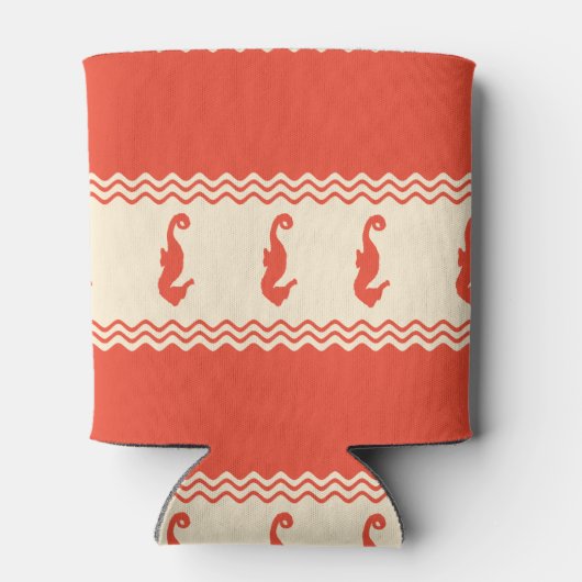 Coral Coastal Seahorses Stripes 缶クーラー (裏面)