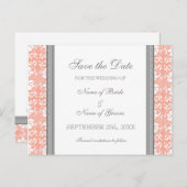 Coral Damask Save the Date 結婚's Postcard 案内ポストカード (正面/裏面)