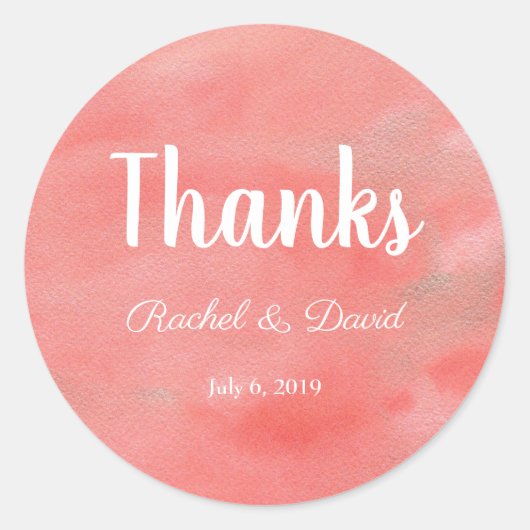 Coral Dreams結婚's Thank You Favy Stickers ラウンドシール (正面)