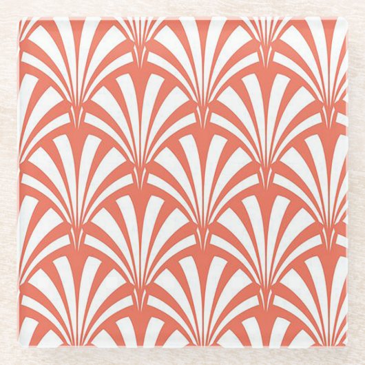 Coral Fizz and White Fans ガラスコースター (正面)