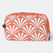 Coral Fizz and White Fans Art Deco Toiletry Bag ドップキット (正面)