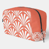 Coral Fizz and White Fans Art Deco Toiletry Bag ドップキット (右コーナー)