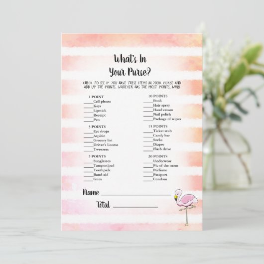 Coral Flamingoストライプのあなたの財布のゲームの中に何がある 招待状 (スタンド正面)