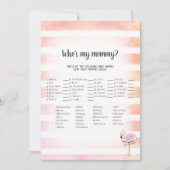 Coral Flamingoストライプのが私のママのシャワーゲーム 招待状 (正面)