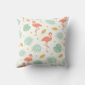 Coral Flamingo Tropical Leaf Pattern クッション (裏面)