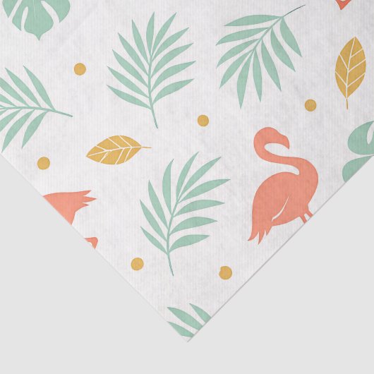 Coral Flamingo Tropical Leaf Pattern 薄葉紙 (詳細)