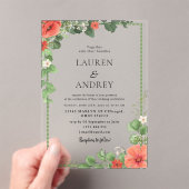 Coral Floral Acrylic Wedding Invitation アクリル招待状 (インサイチュ (ポータブル))