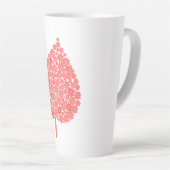 Coral Floral Leaf Design – Boho Botanical Leaf Mad カフェラテマグ (右アングル)