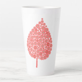 Coral Floral Leaf Design – Boho Botanical Leaf Mad カフェラテマグ