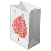 Coral Floral Leaf Design – Boho Botanical Leaf Mad ミディアムペーパーバッグ (正面アングル)