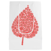 Coral Floral Leaf Design – Boho Botanical Leaf Mad ミディアムペーパーバッグ (裏面)