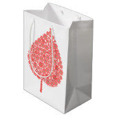 Coral Floral Leaf Design – Boho Botanical Leaf Mad ミディアムペーパーバッグ (裏面アングル)
