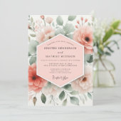 Coral Floral Whimsy Wedding 招待状 (スタンド正面)