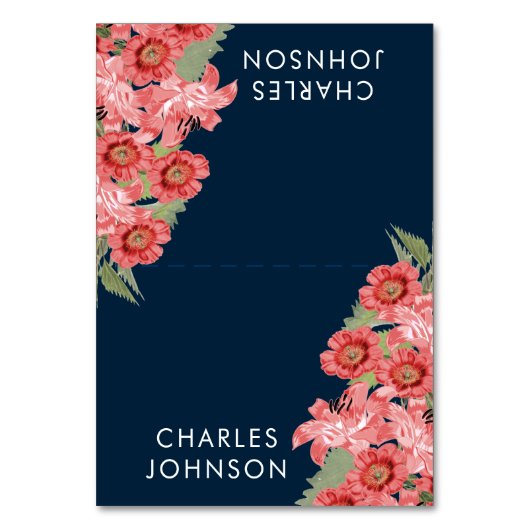 Coral Flowers on Navy 結婚 Blue's |座席表 テーブルナンバー (正面)