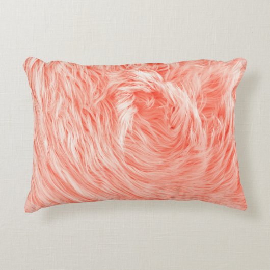 Coral Fluffy Fur: 2019トレンド アクセントクッション (正面)