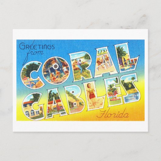 Coral Gables(フロリダ州)からのヴィンテージの挨拶 ポストカード (正面)