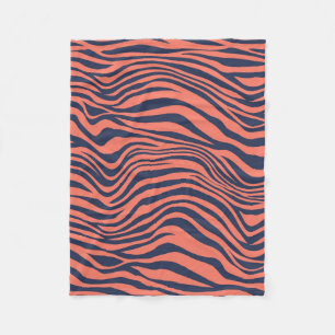 Coral Glamorous Tiger Stripes Animal Print フリースブランケット