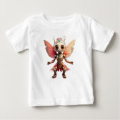Coral Gold Cute Dancing Robot Pixie ベビーTシャツ (正面)