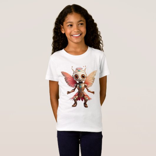 Coral Gold Cute Dancing Robot Pixie Tシャツ (正面フル)