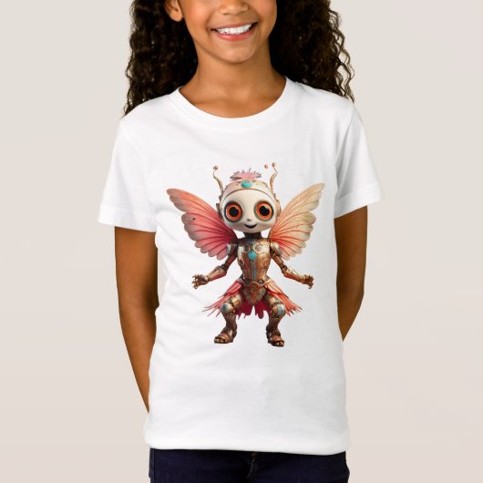 Coral Gold Cute Dancing Robot Pixie Tシャツ (正面)