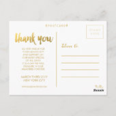Coral Gold Foil Thank You Scriptタイポグラフィ写真 ポストカード (裏面)