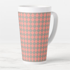 Coral Gray Checker Diamond Pattern カフェラテマグ