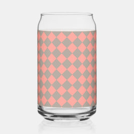 Coral Gray Checker Diamond Pattern ガラス缶