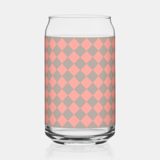 Coral Gray Checker Diamond Pattern ガラス缶 (裏面)