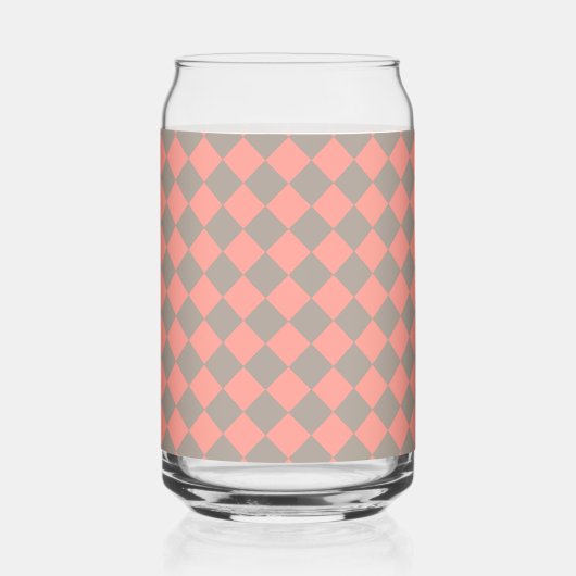 Coral Gray Checker Diamond Pattern ガラス缶 (左)