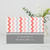 Coral Gray Chevron Bridal Shawer Invitation Cards 招待状 (スタンド正面)