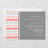 Coral Gray Chevron Bridal Shawer Invitation Cards 招待状 (裏面)